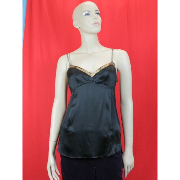 NWT DOLCE & GABBANA ST20073 BLACK SILK 4X CHAIN STRAPS DRESS TANK TOP 42 ITALY - Picture 1 of 12